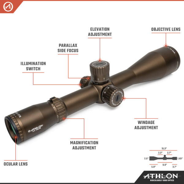 Athlon Optics Ares ETR 4.5-30x56, Direct Dial, Side Focus, 34mm, APRS1 FFP IR MIL Reticle (Brown) - Image 3