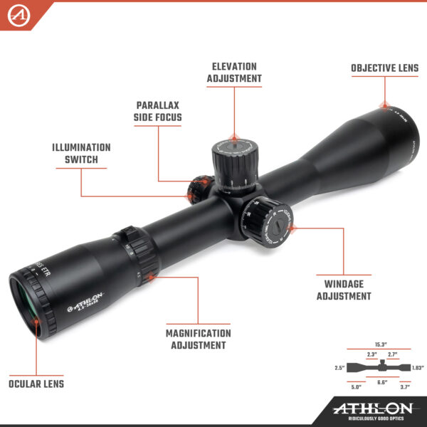 Athlon Optics Ares ETR 4.5-30x56, Direct Dial, Side Focus, 34mm, APRS1 FFP IR MIL Reticle - Image 3