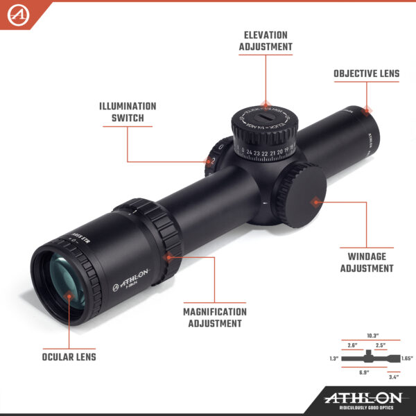 Athlon Optics Ares ETR 1-10x24 Riflescope ATMR2 FFP IR MOA Reticle - Image 3