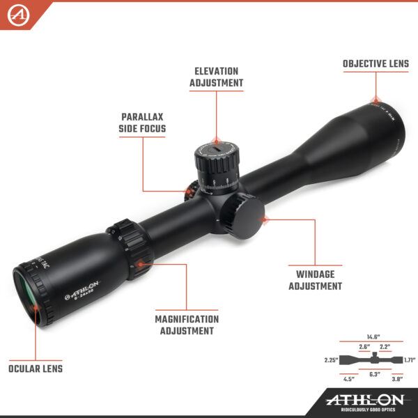 Athlon Optics Midas TAC 6-24x50, Direct Dial, Side Focus, 30mm, APRS2  FFP MIL Reticle - Image 3