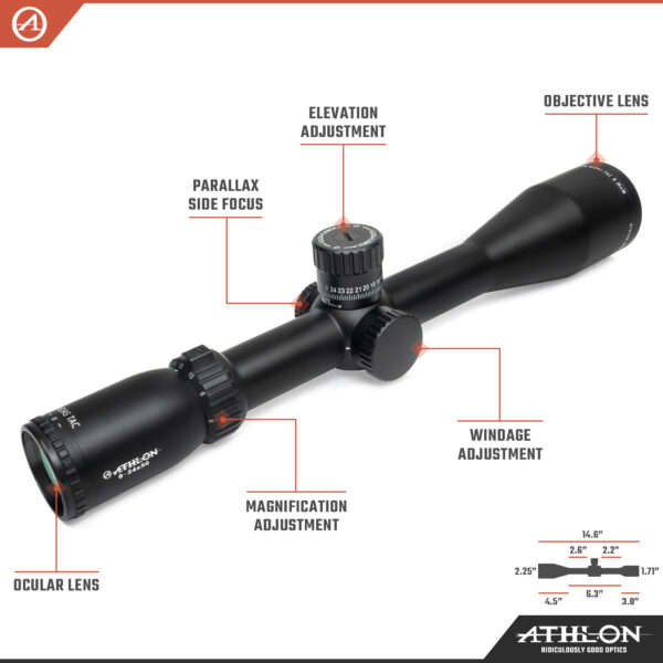 Athlon Optics Midas TAC 6-24x50, Direct Dial, Side Focus, 30mm, APRS3  FFP MIL Reticle - Image 3