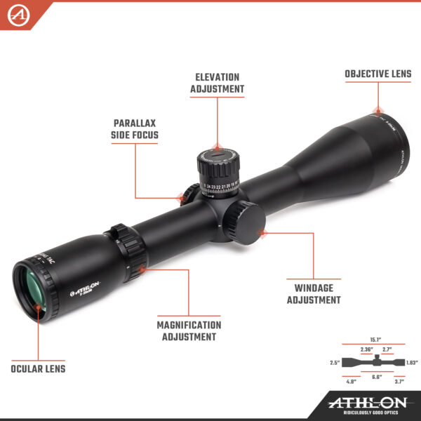 Athlon Optics Midas TAC 5-25x56 Direct Dial Elevation and Capped Windage Turrets, Side Focus, 34mm, FFP, APLR4- MOA - Image 3