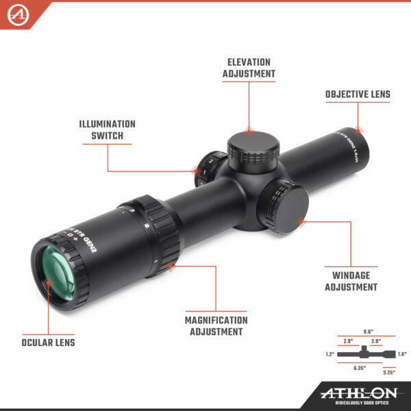 Athlon Optics Argos BTR GEN 2  1-8x24 30mm, SFP ATSR5 IR BDC Reticle - Image 3