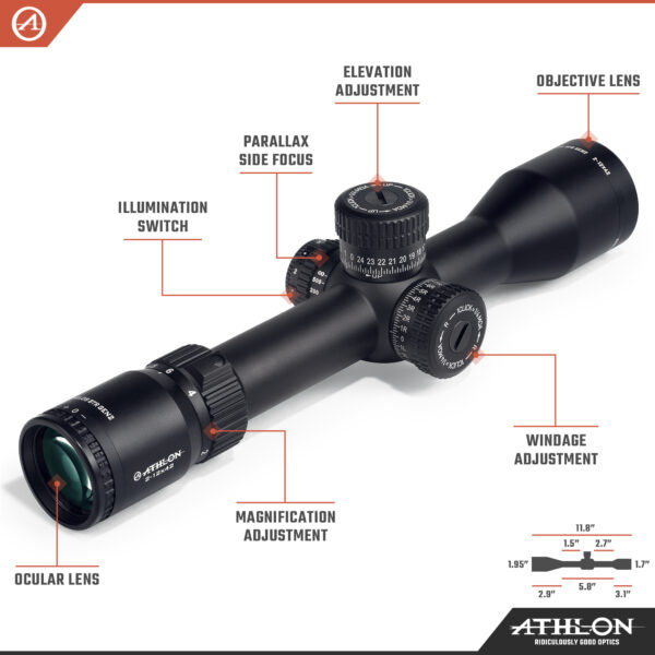 Athlon Optics Helos BTR GEN2 2-12x42 Riflescope AHMR2 FFP IR MOA Reticle - Image 3