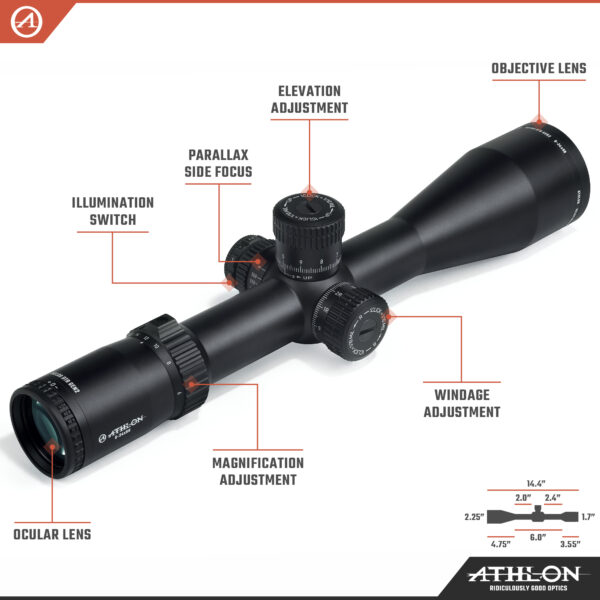 Athlon Optics Helos BTR GEN2 6-24x56 Riflescope APRS6 FFP IR MIL Reticle - Image 3
